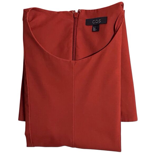 COS A-Line Cotton Twill Dress Size 4 Short Sleeve Burnt Orange Terracotta EUC - Picture 16 of 16